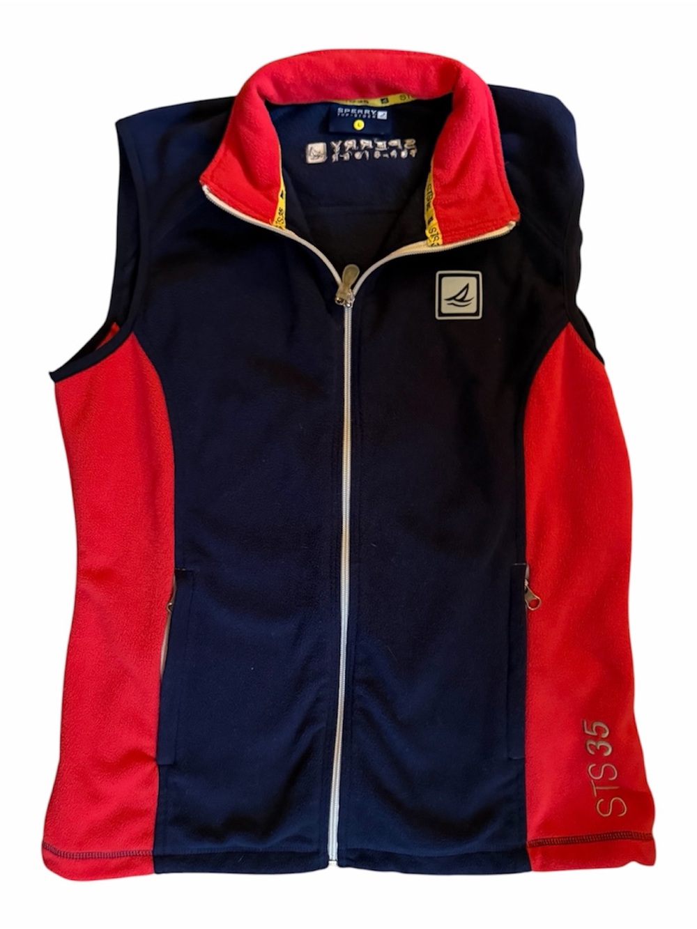 Sperry Navy and Red Zip Front Fleece Vest